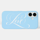 Coques Case-Mate iPhone Laisser AMOUR Coeur Calligraphie Pale Ice Blue (Verso (horizontal))
