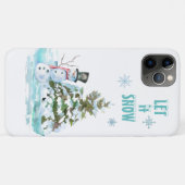 Coques Case-Mate iPhone Laisser neiger Pastel Blue Christmas Tree Snowman (Dos (Horizontal))