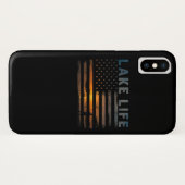 Coques Case-Mate iPhone Lake Life Fishman Sunset American Flag Bass Fish (Dos (Horizontal))