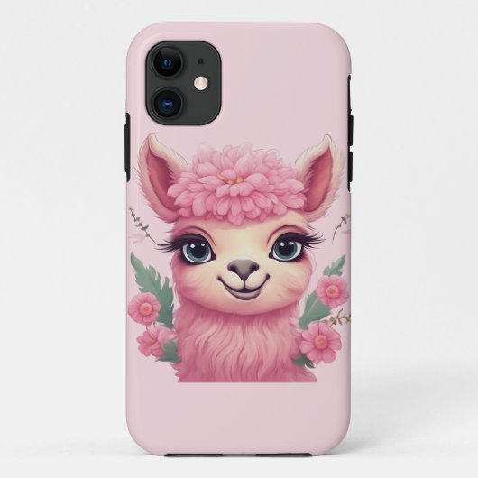 Coques Case-Mate iPhone Lama bébé rose souriant (Dos)
