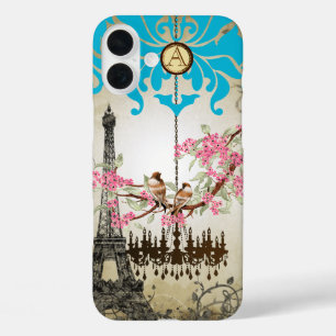 Coques iPhone 16 Plus Lampion iPhone Fleur de Cerisier Monogramme Oiseau