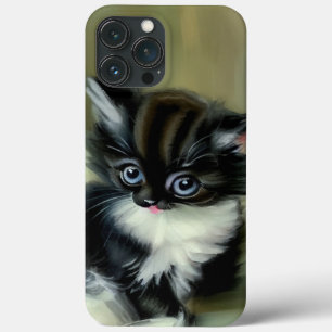 Case-Mate iPhone Case Langue vintage de Kitten noir et blanc