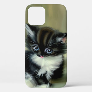 Case-Mate iPhone Case Langue vintage de Kitten noir et blanc