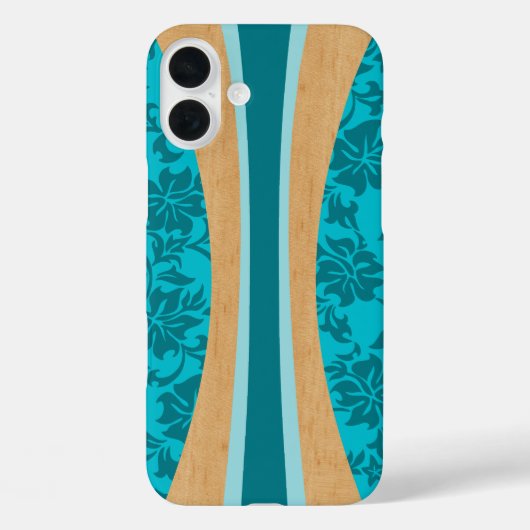Coques Case-Mate iPhone Laniakea Hawaiian Faux Wood Surboard Turquoise lég (Verso)