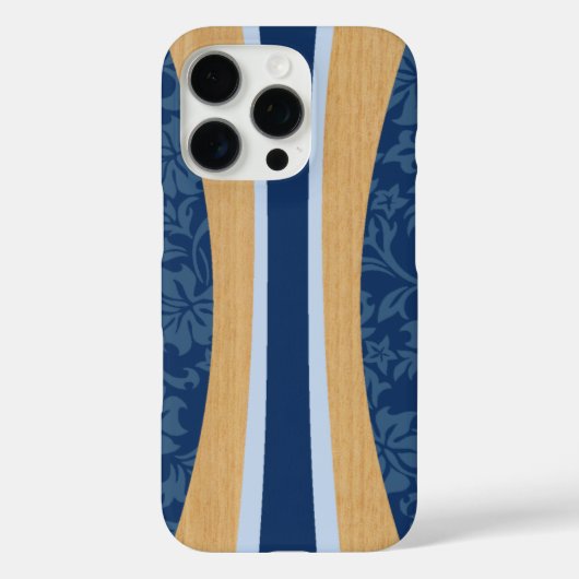 Coques Case-Mate iPhone Laniakea Hawaiian Faux Wood Surfboard in Navy (Verso)