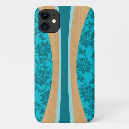Coques Case-Mate iPhone Laniakea Hawaiian Faux Wood Surfer Turquoise (Dos)