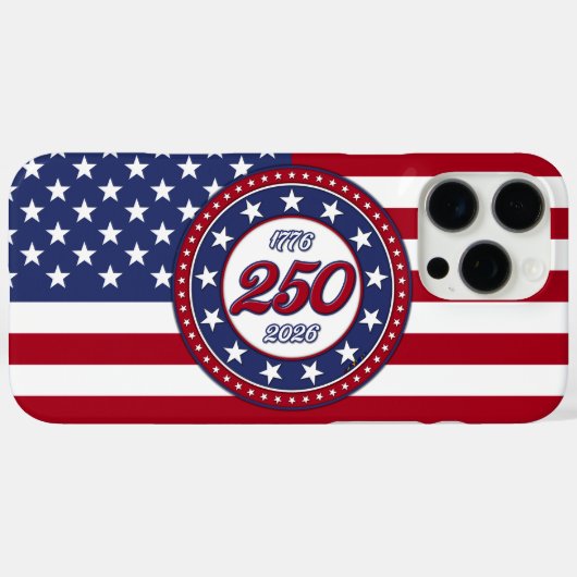 Coques Case-Mate iPhone L'anniversaire des 250 ans de l'Amérique avec le d (Verso (horizontal))