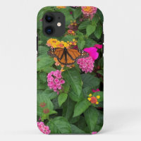 Lantana Floral Rose Jaune Vert avec Papillon