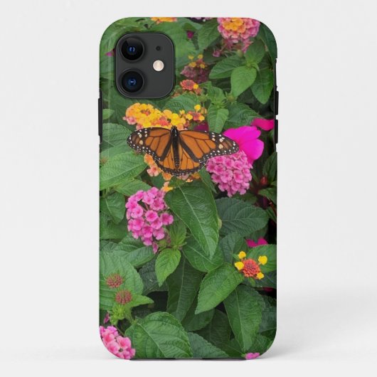Coques Case-Mate iPhone Lantana florale rose jaune vert avec papillon (Dos)