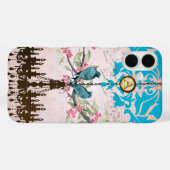 Coques Case-Mate iPhone Lanterne iPhone Fleur de Cerisier Monogramme Oisea (Verso (horizontal))
