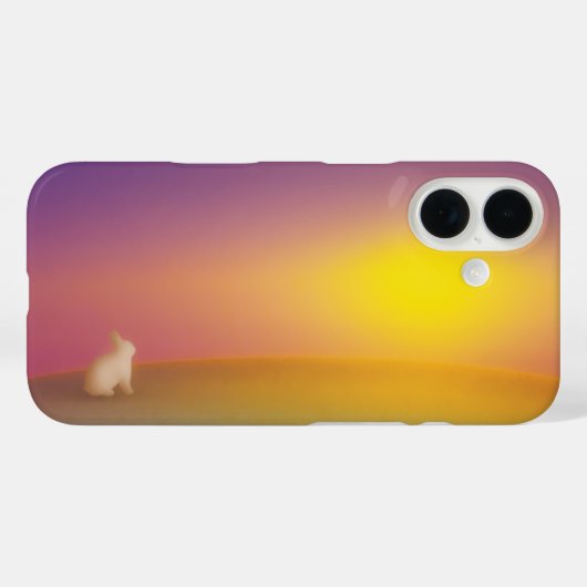 Coques Case-Mate iPhone Lapin blanc mignon sur une colline herbeuse au lev (Verso (horizontal))