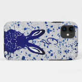 Coques Case-Mate iPhone Lapin Bleu Terrazzo Monogramme Moderne (Dos (Horizontal))