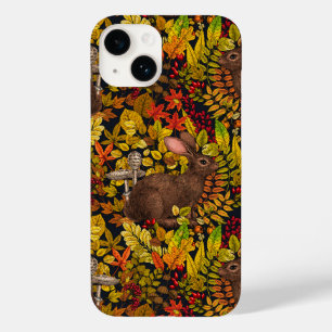 Coque Pour iPhone 14 Lapin d'automne en noir