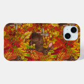 Coques Case-Mate iPhone Lapin d'automne sur fond rouge (Verso (horizontal))