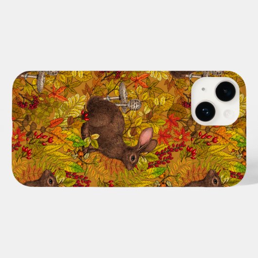 Coques Case-Mate iPhone Lapin d'automne sur ocre (Verso (horizontal))