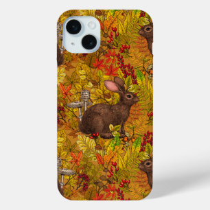 Coque iPhone 15 Mini Lapin d'automne sur ocre