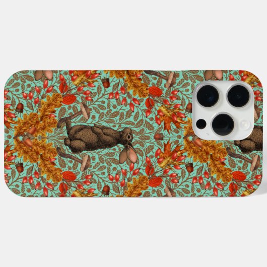 Coques Case-Mate iPhone Lapin d'automne sur vert clair (Verso (horizontal))