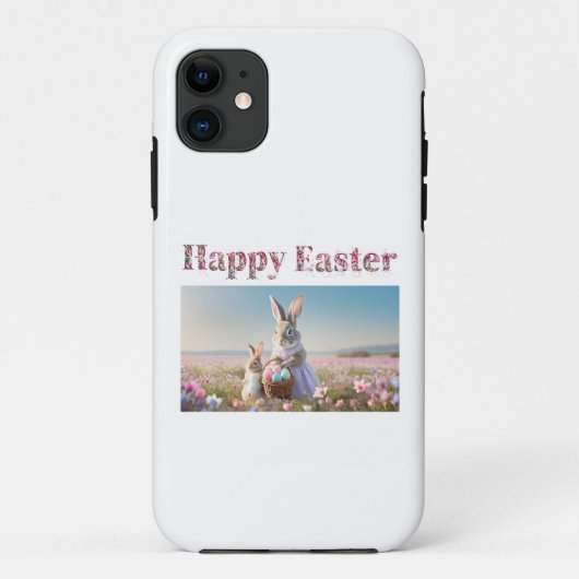 Coques Case-Mate iPhone Lapin de Pâques avec oeufs de Pâques Joyeux Pâques (Dos)