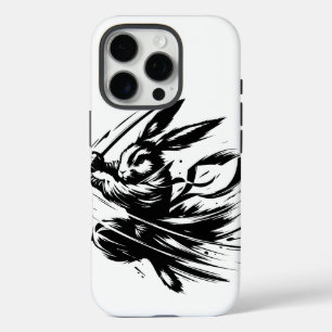 Coques iPhone 16 Pro Lapin Guerrier à l'Encre Noire Samouraï