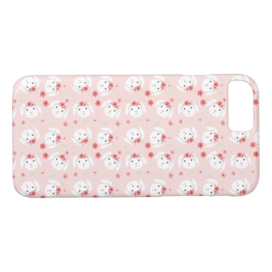 Coques Case-Mate iPhone Lapin Lapin Fleur Motif rose (Dos (Horizontal))