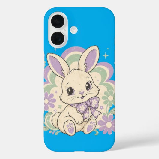 Coques Case-Mate iPhone Lapin pastel groovy des années 70 (Verso)