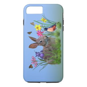 Coque iPhone 8 Plus/7 Plus Lapin, Robin, et fleurs, personnalisables