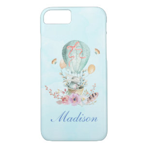 Coque iPhone 8/7 Lapin Whimsical Riding dans un ballon à air chaud