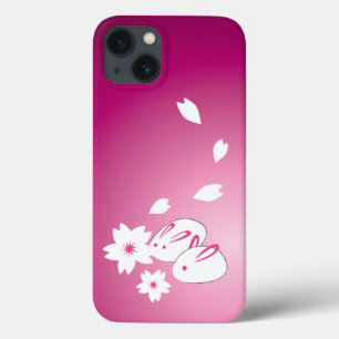 iPhone 13 Case Lapins de neige japonais et Sakura