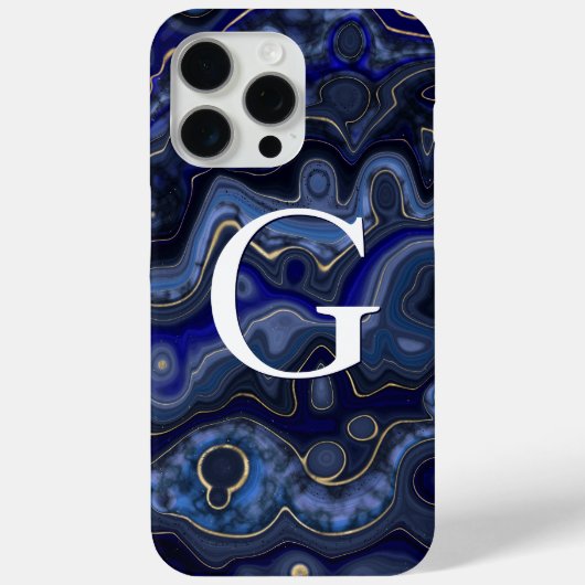 Coques Case-Mate iPhone Lapis Lazuli Monogramme (Verso)