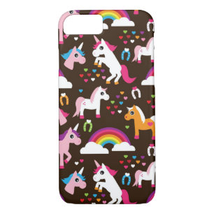Coque iPhone 7 l'arc-en-ciel de licorne badine le cheval