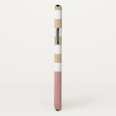 Coques Case-Mate iPhone Large Tan Horizontal Stripes rose Nom et marguerit (Dos/Droite)