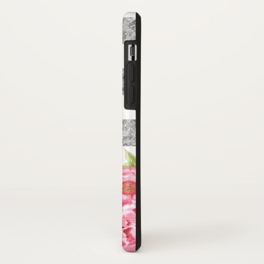 Coques Case-Mate iPhone L'argent floral rose d'aquarelle barre le (Dos/Gauche)