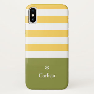Case-Mate iPhone Case Larges bandes horizontales jaunes Vert Nom Faisée
