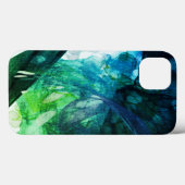 Coques Case-Mate iPhone L'art abstrait bleu vert (Verso (horizontal))