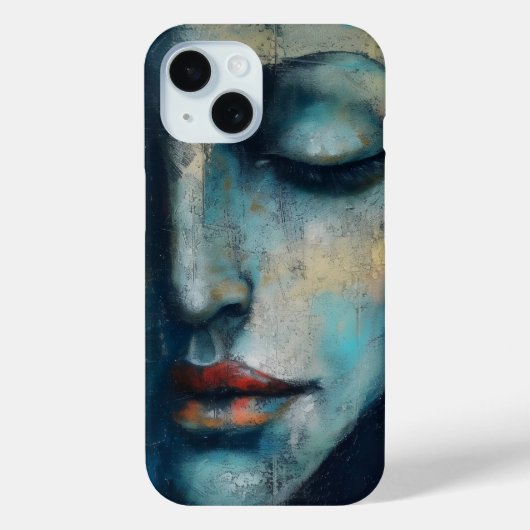 Coques Case-Mate iPhone L'art Abstrait de la femme bleue (Verso)