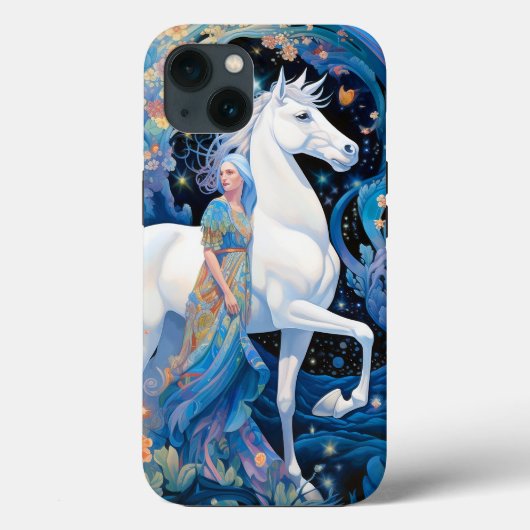 Coques Case-Mate iPhone L'art de l'Imaginaire de la dame et du cheval blan (Verso)