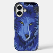 Coques Case-Mate iPhone L'art du loup surréaliste bleu mystique (Verso)
