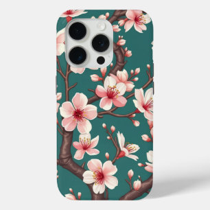 Coque iPhone 15 Pro L'art floral vintage – Branches de fleurs de ceris