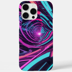 Coques iPhone 16 Pro Max L'art futuriste Cyberpunk avec néon Lumières Desig