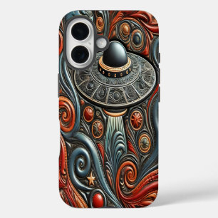 Coques iPhone 16 L'Artisanat Alien À Travers Des Cosmos Lumineux