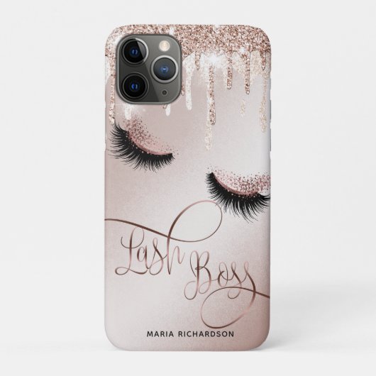 Coques Case-Mate iPhone Lash Boss Makeup Eyebrow Eyes Lashes Dripping Gold (Dos)
