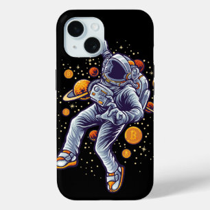 Coque Pour iPhone 15 L'astronaute Bitcoin à la lune - Crypto Bitcoin