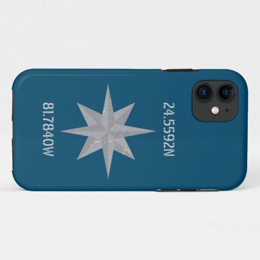 Coques Case-Mate iPhone Latitude et Longitude avec icône de boussole marin (Dos (Horizontal))