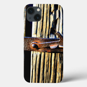 iPhone 13 Case Latte métallique en bois et fer rustique