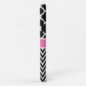 Coques Case-Mate iPhone Lattice noir / Chevron Motif Nom rose (Dos/Droite)