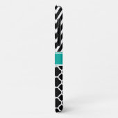 Coques Case-Mate iPhone Lattice noir / Chevron Motif Nom Turquoise (Dos/Gauche)