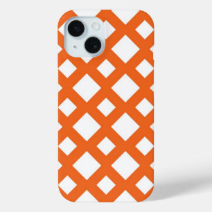 Coque Pour iPhone 15 Lattice orange en blanc