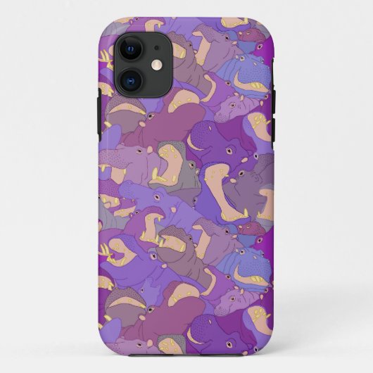 Coques Case-Mate iPhone Laughing Hippos - purple (Dos)