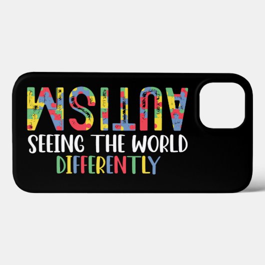 Coques Case-Mate iPhone L'Autisme Voit Le Monde Différemment L'Autisme (Verso (horizontal))