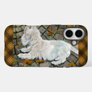 Coques iPhone 16 L'automne laisse Westie sur Patio